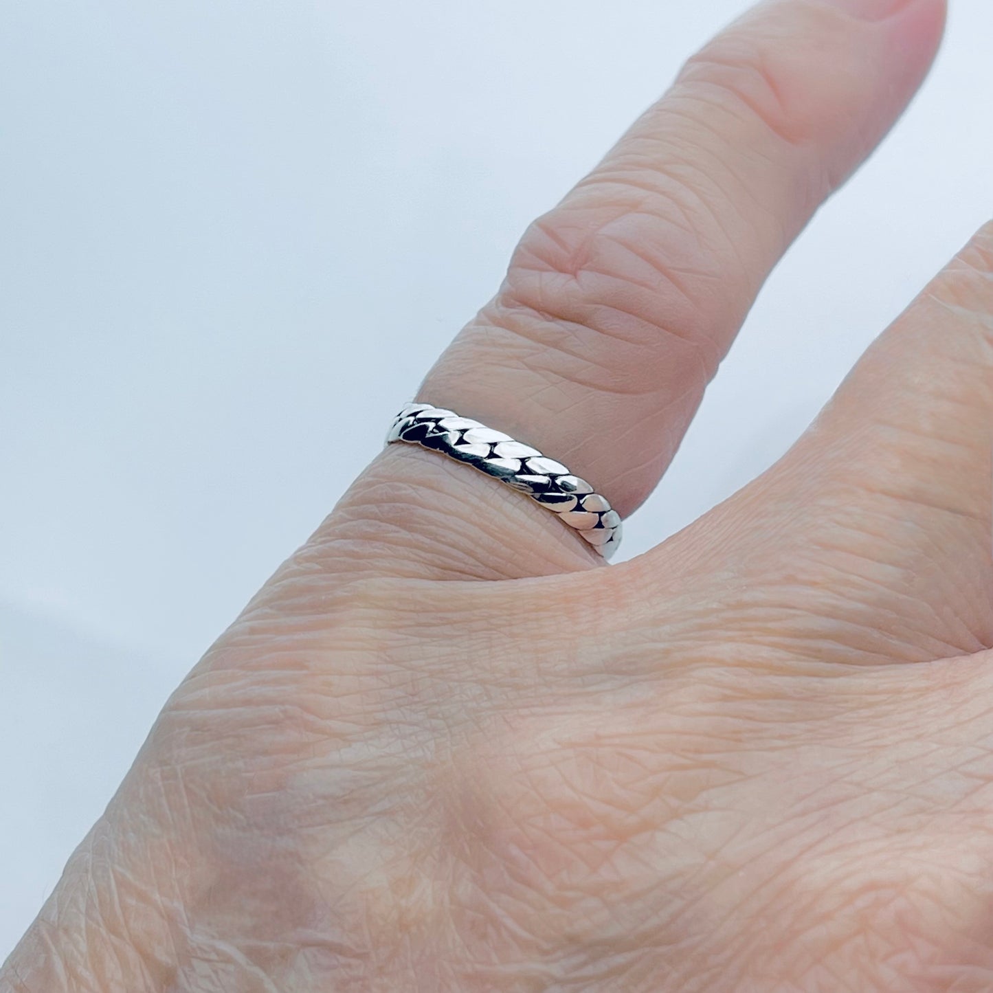Sterling Silver Flat Link Band Toe Ring | Chain Links Silver Rings
