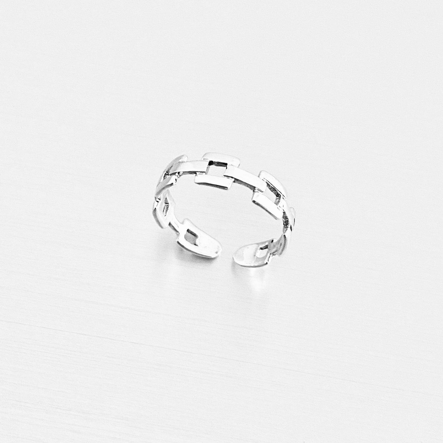 Sterling Silver Square Link Toe Ring, Chain Silver Ring, Midi Ring
