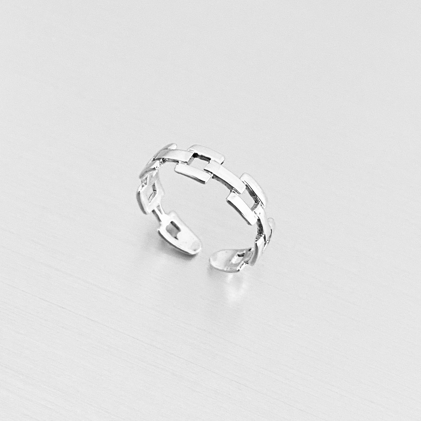 Sterling Silver Square Link Toe Ring, Chain Silver Ring, Midi Ring