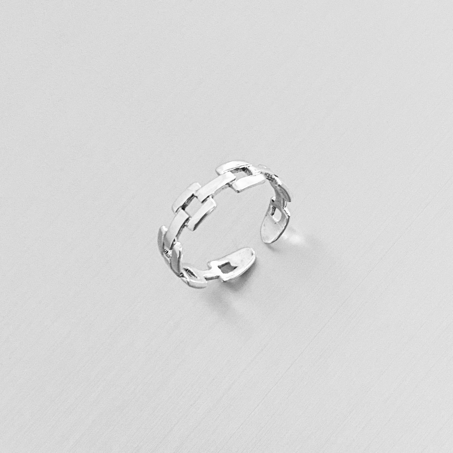 Sterling Silver Square Link Toe Ring, Chain Silver Ring, Midi Ring