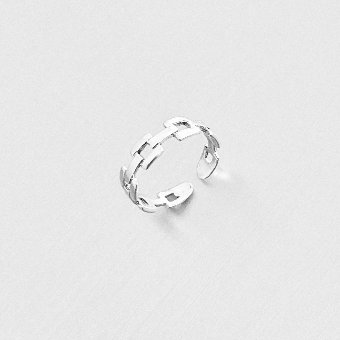 Sterling Silver Square Link Toe Ring, Chain Silver Ring, Midi Ring