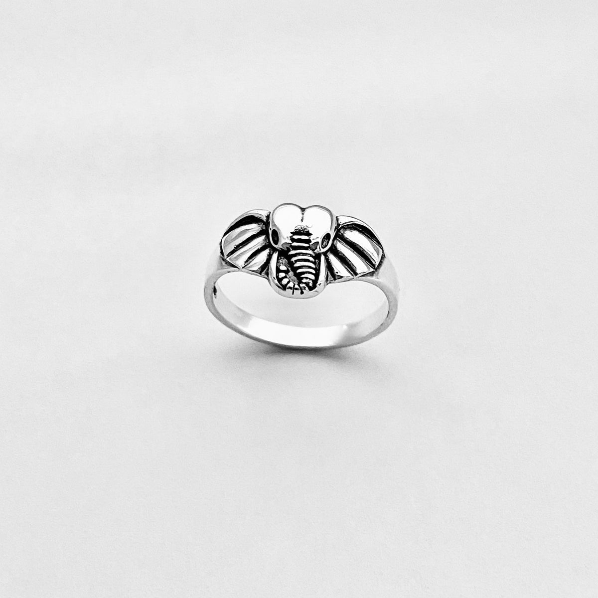 925 Sterling Silver Elephant Head Ring | Good Luck Spirit Animal Silver Rings