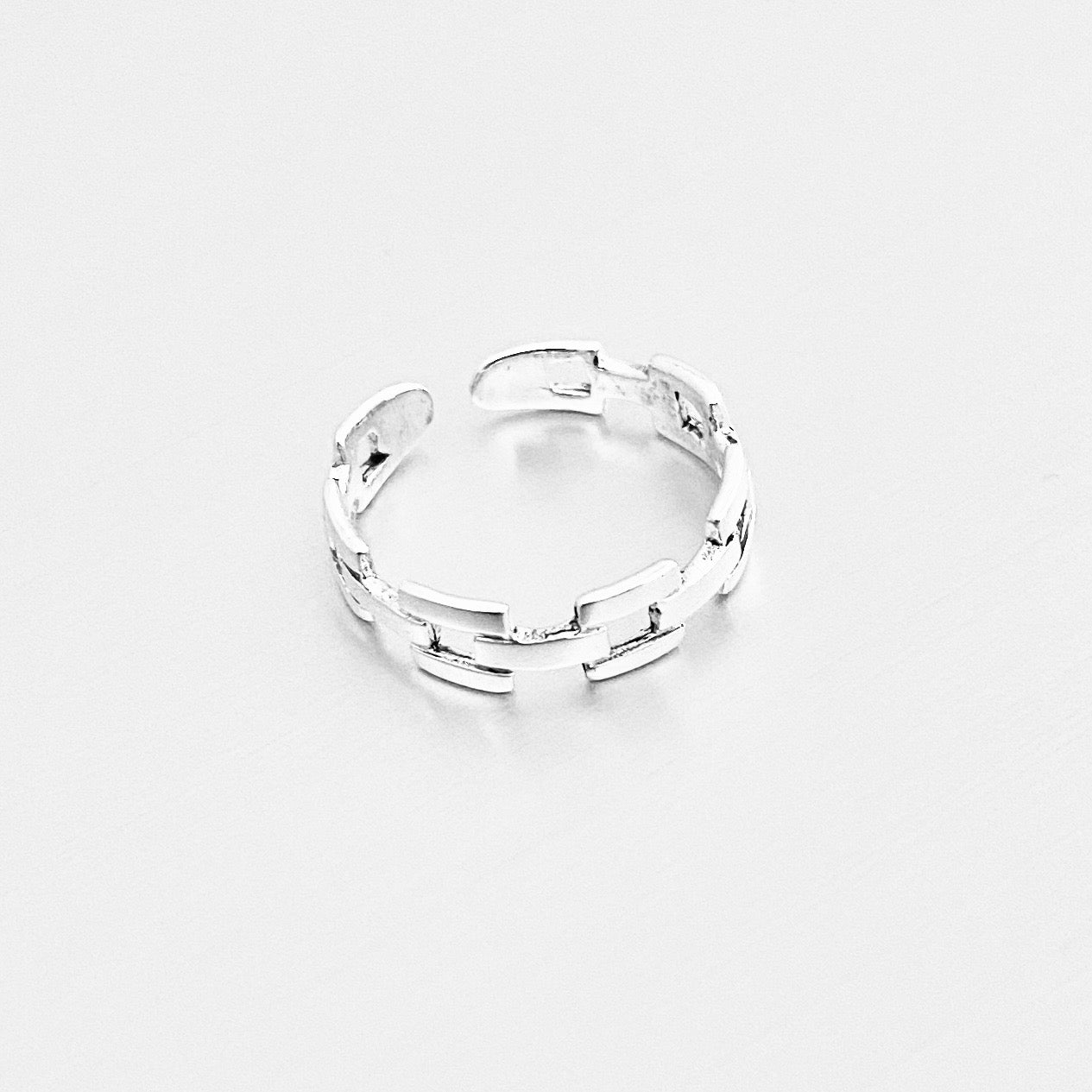 Sterling Silver Square Link Toe Ring, Chain Silver Ring, Midi Ring