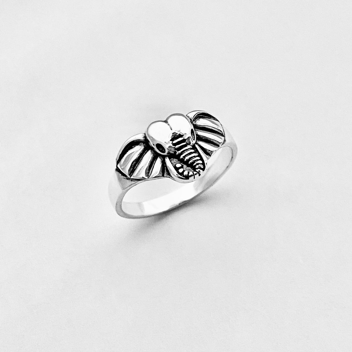 925 Sterling Silver Elephant Head Ring | Good Luck Spirit Animal Silver Rings