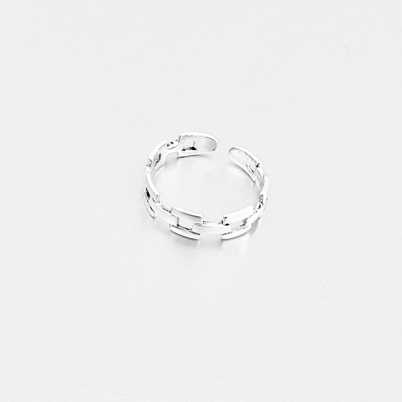 Sterling Silver Square Link Toe Ring, Chain Silver Ring, Midi Ring