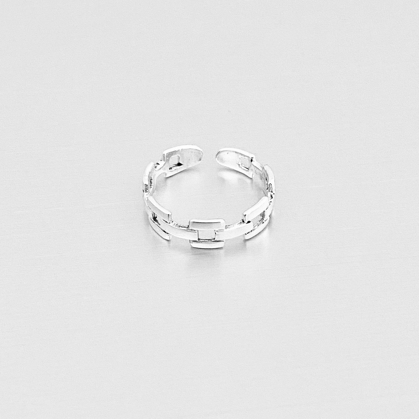 Sterling Silver Square Link Toe Ring, Chain Silver Ring, Midi Ring