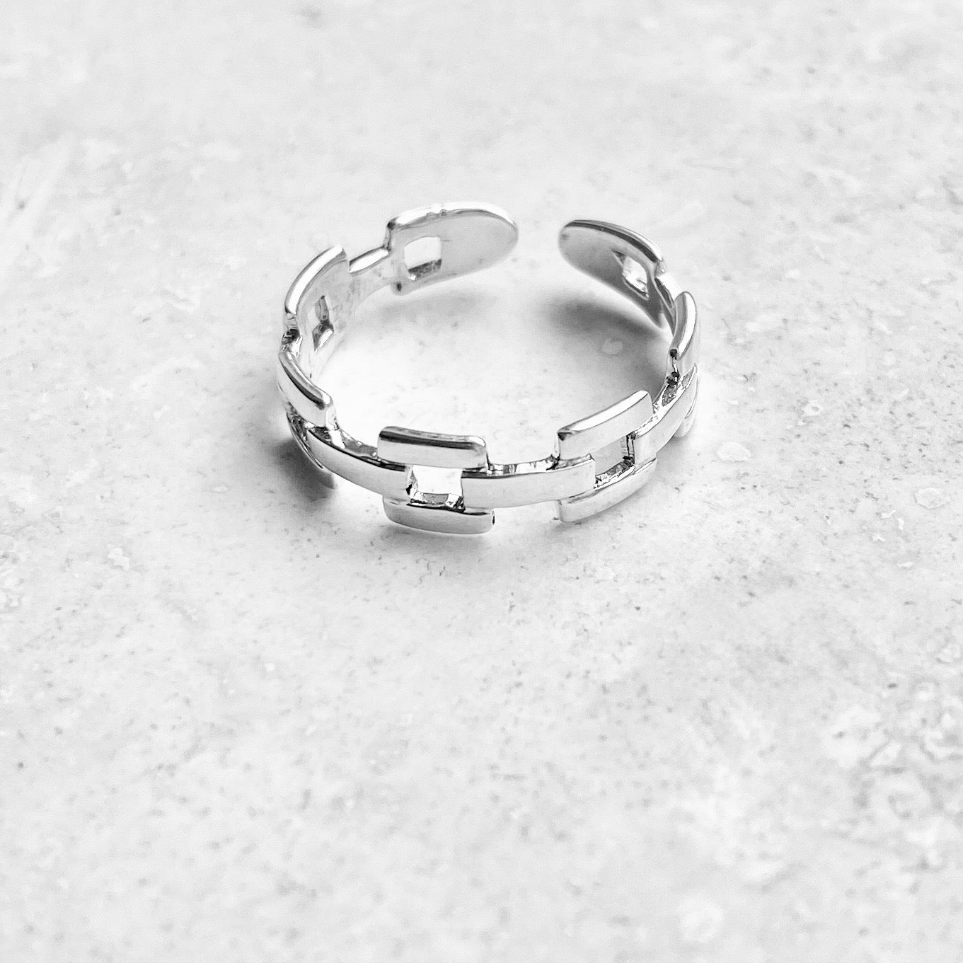 Sterling Silver Square Link Toe Ring, Chain Silver Ring, Midi Ring