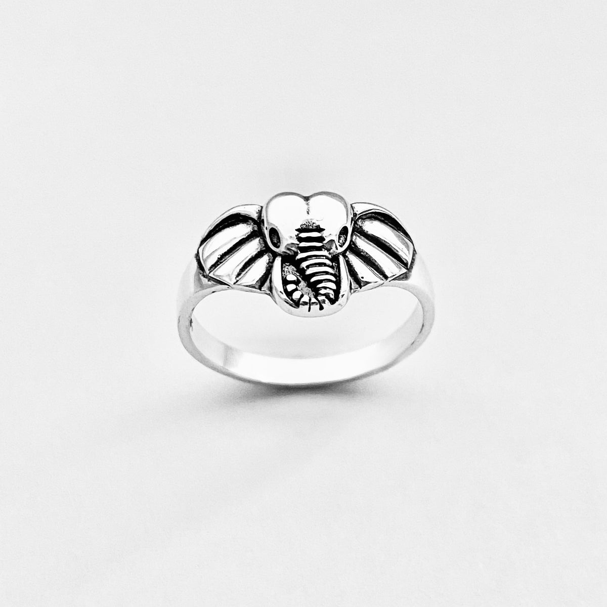 925 Sterling Silver Elephant Head Ring | Good Luck Spirit Animal Silver Rings