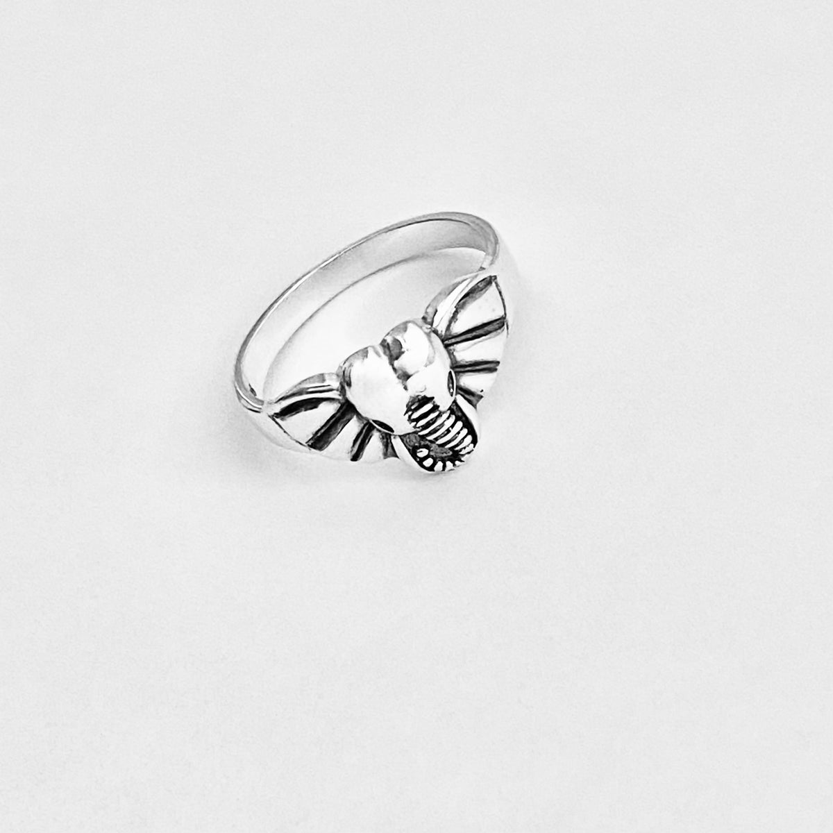 925 Sterling Silver Elephant Head Ring | Good Luck Spirit Animal Silver Rings
