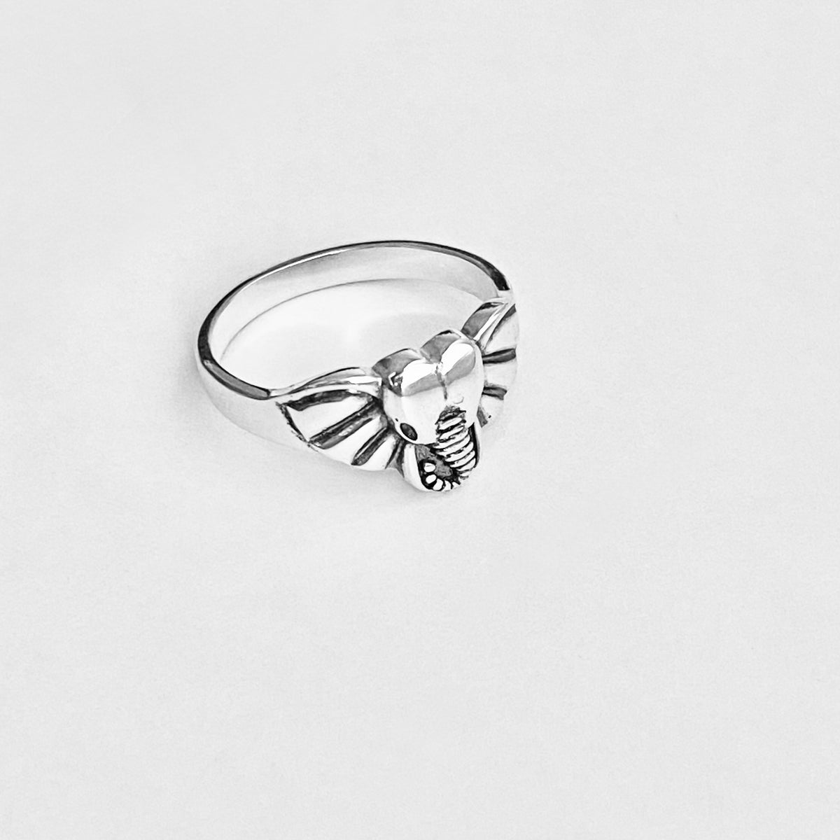 925 Sterling Silver Elephant Head Ring | Good Luck Spirit Animal Silver Rings
