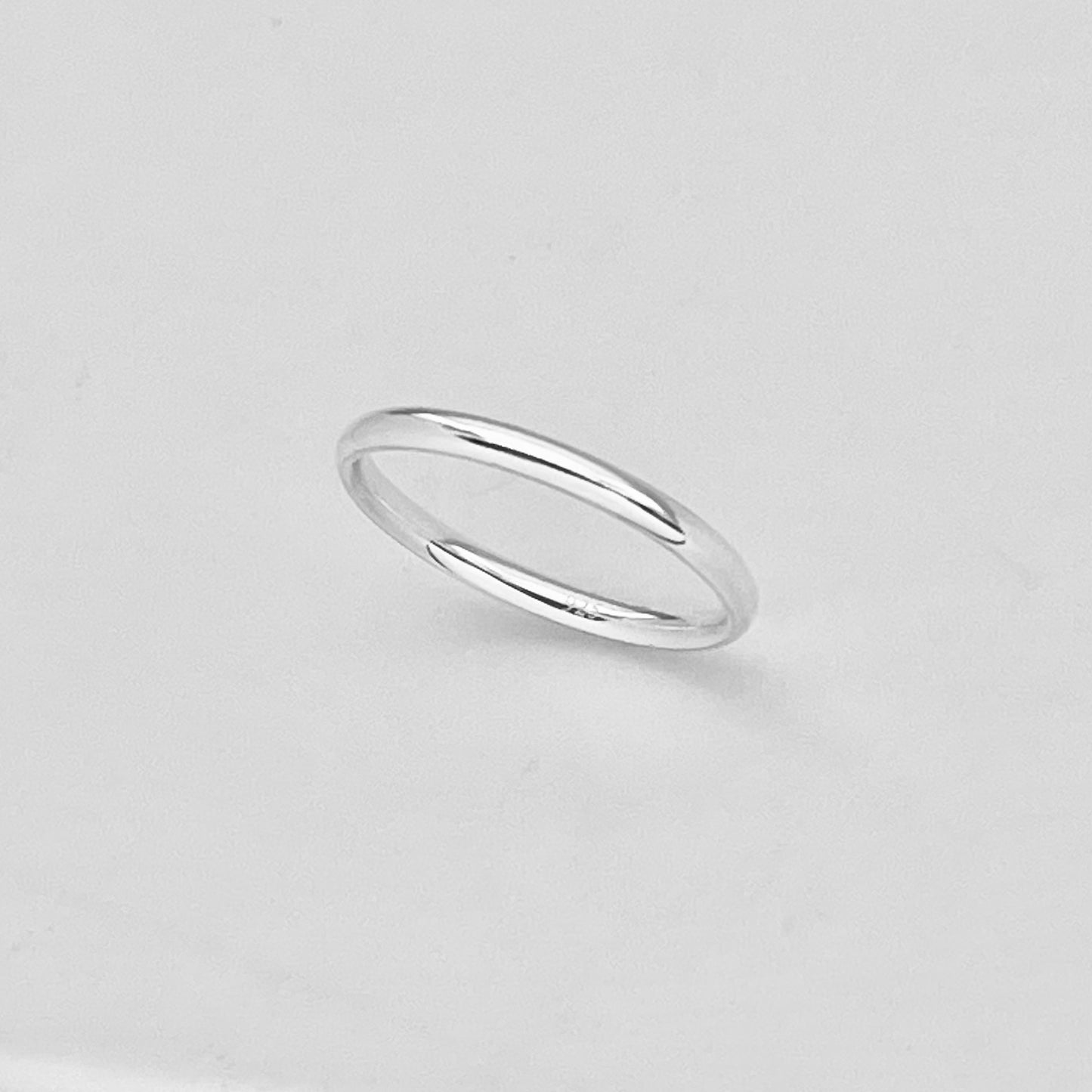 Sterling Silver High Polish Plain 2mm Unisex Band Ring, Wedding Silver Rings, Stackable Bands