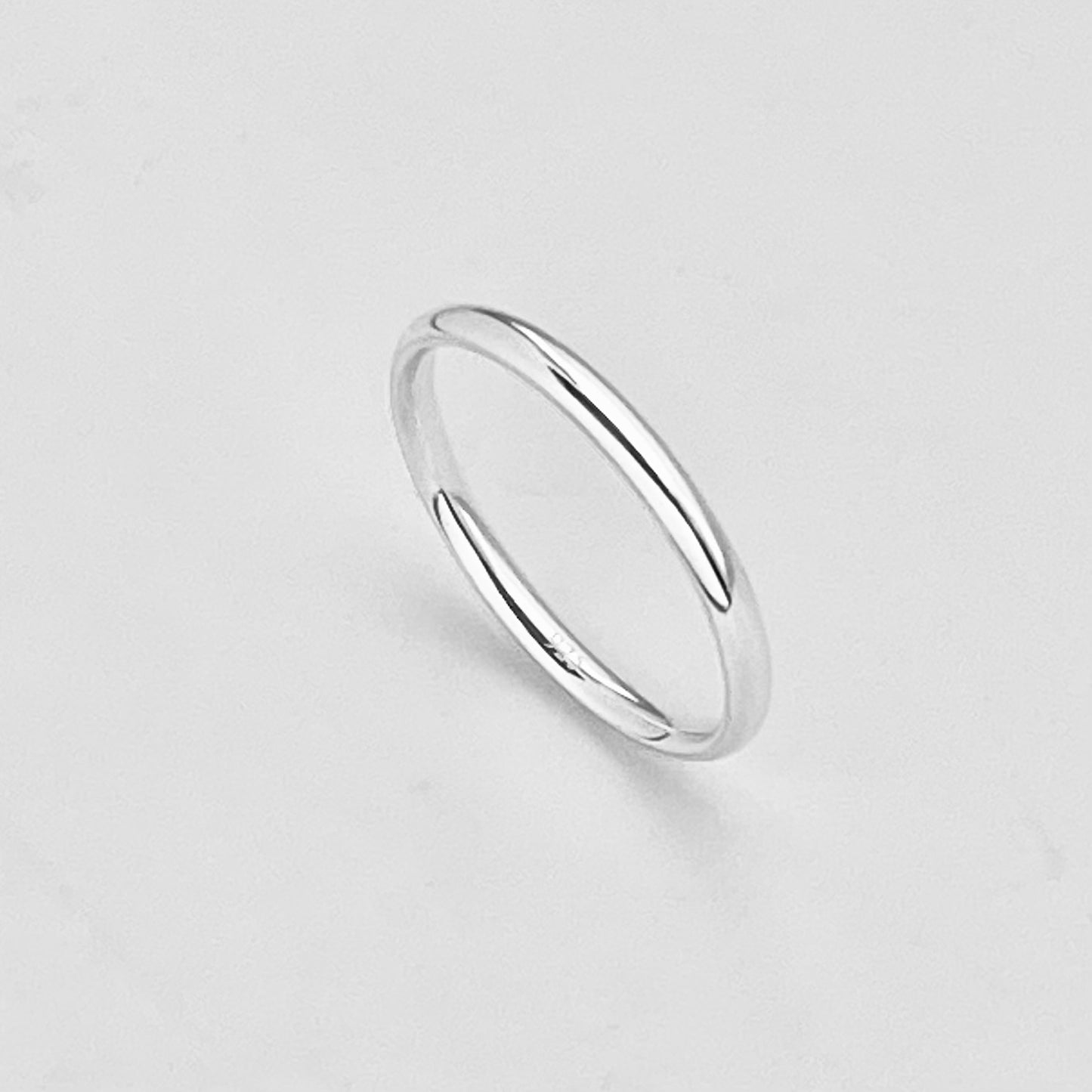 Sterling Silver High Polish Plain 2mm Unisex Band Ring, Wedding Silver Rings, Stackable Bands