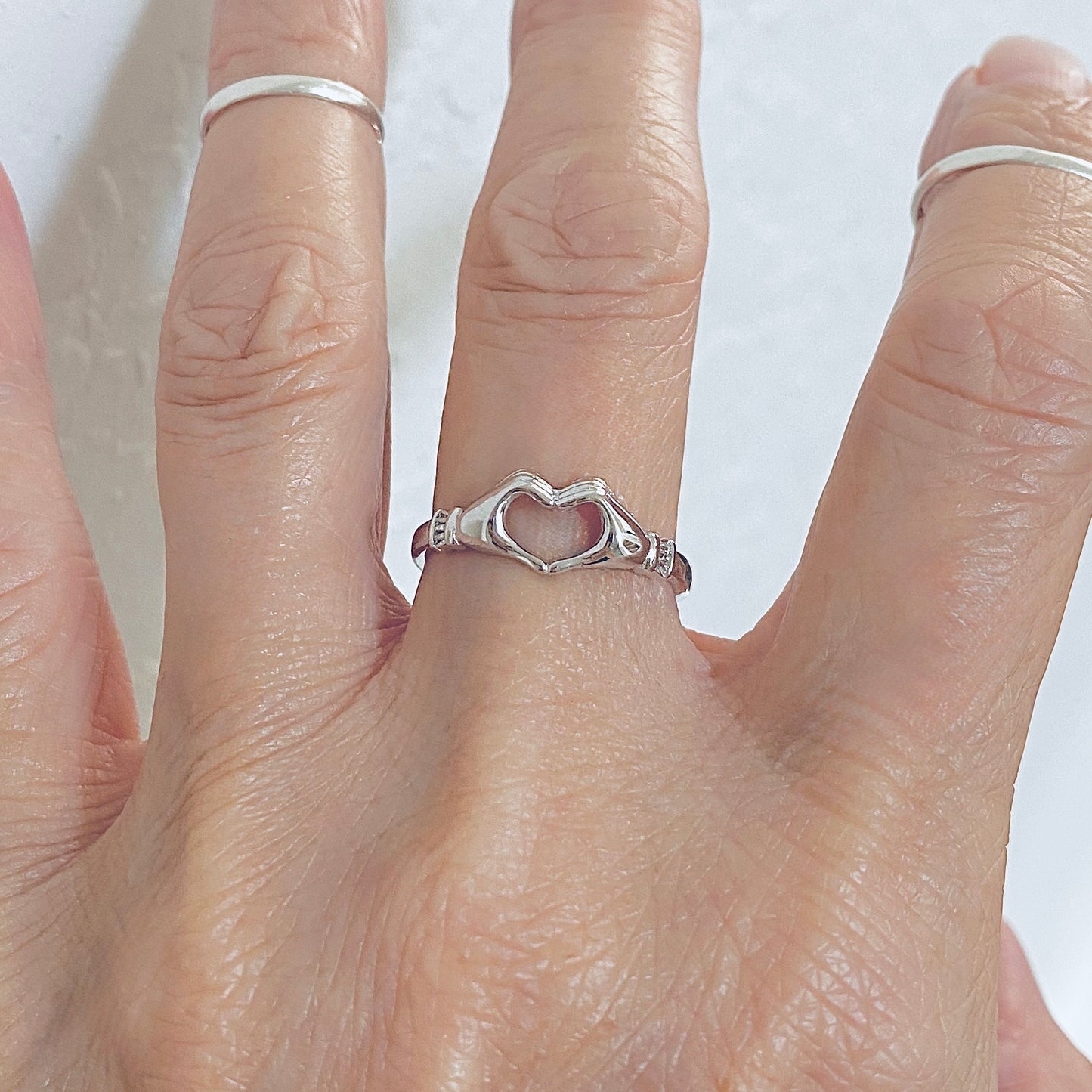 925 Sterling Silver Love Heart Hand Ring | Irish Claddagh Friendship Loyalty Rings
