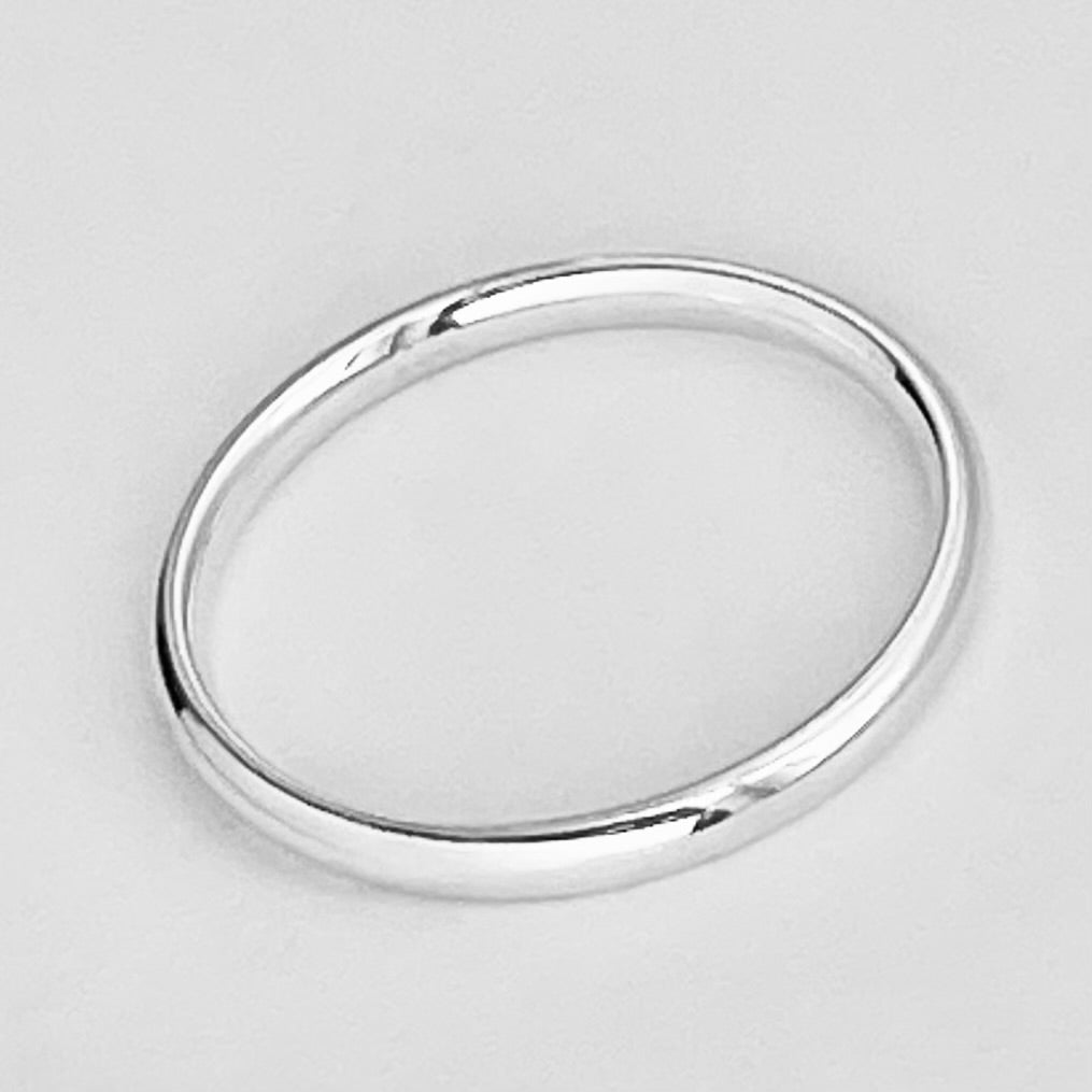 Sterling Silver High Polish Plain 2mm Unisex Band Ring, Wedding Silver Rings, Stackable Bands