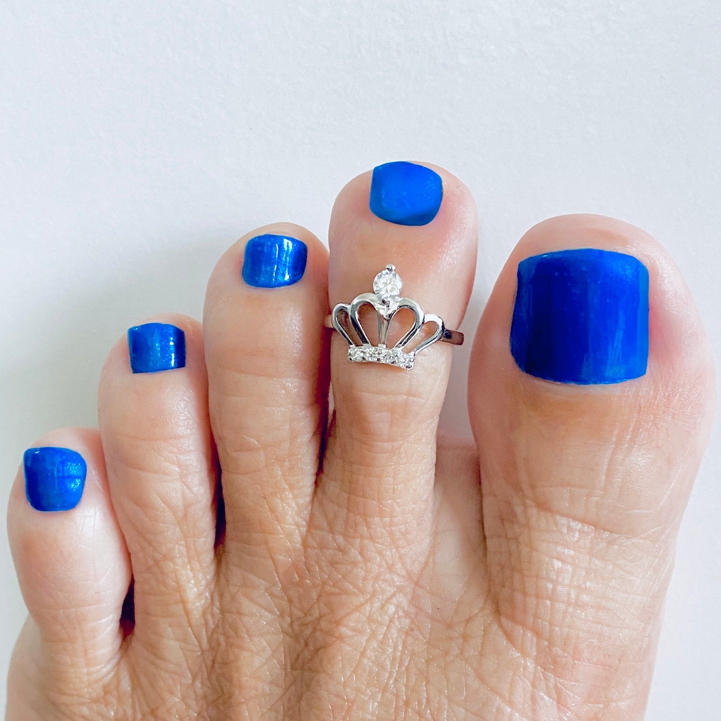 925 Sterling Silver CZ Crown Toe Ring | Queen Princess Midi Pinky Silver Rings
