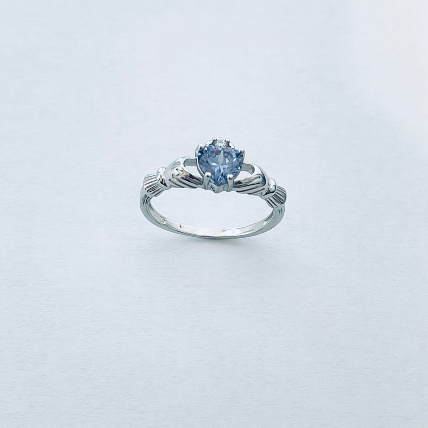 925 Sterling Silver Tanzanite CZ Heart Claddagh Ring | December Birthstone Irish Friendship Loyalty Ring