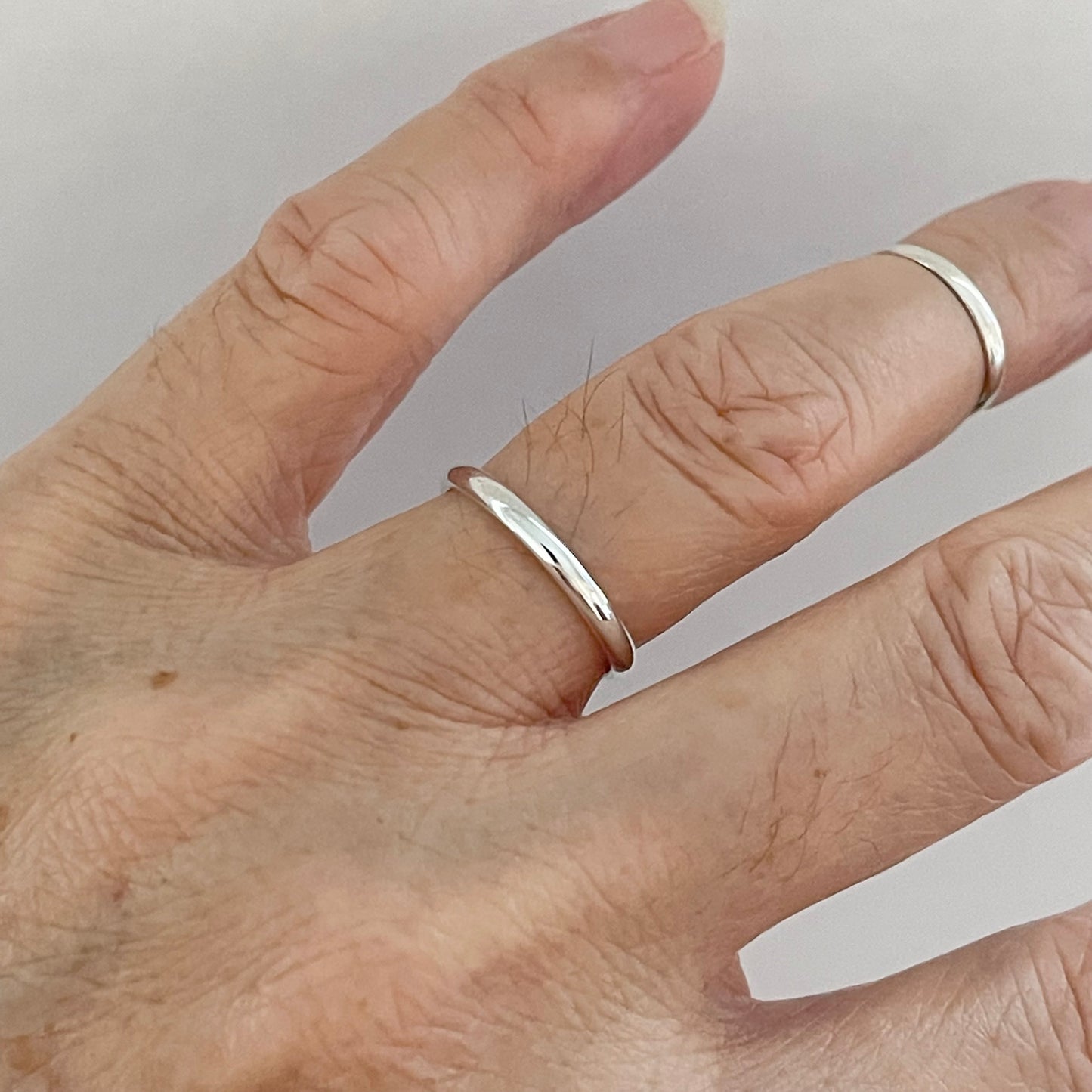 Sterling Silver High Polish Plain 2mm Unisex Band Ring, Wedding Silver Rings, Stackable Bands