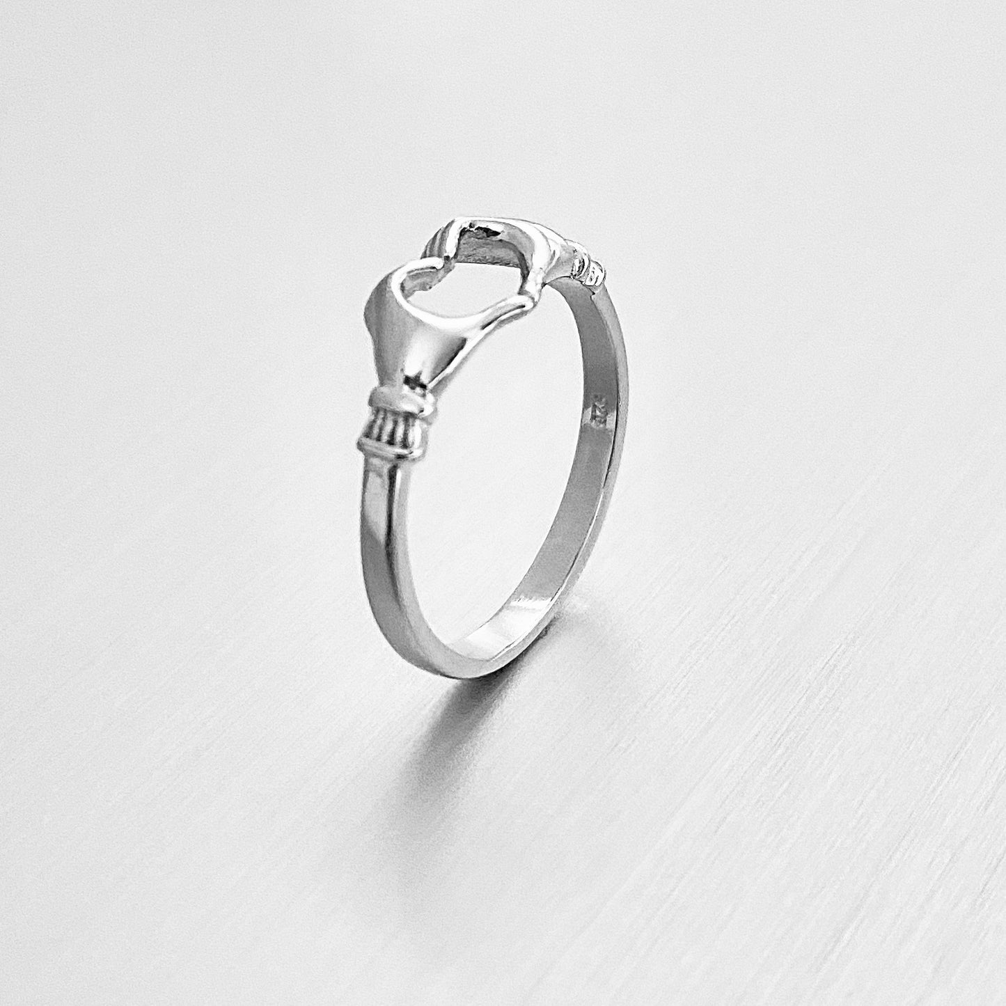 925 Sterling Silver Love Heart Hand Ring | Irish Claddagh Friendship Loyalty Rings