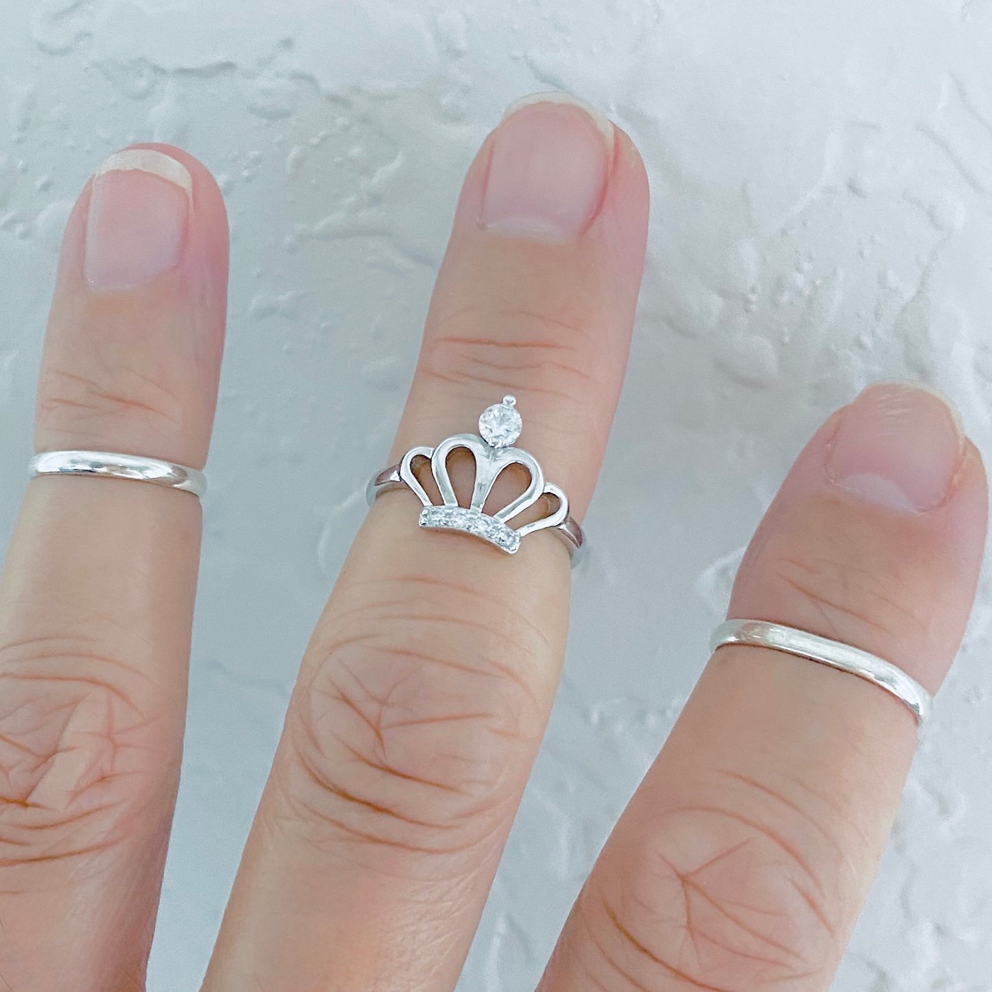 925 Sterling Silver CZ Crown Toe Ring | Queen Princess Midi Pinky Silver Rings