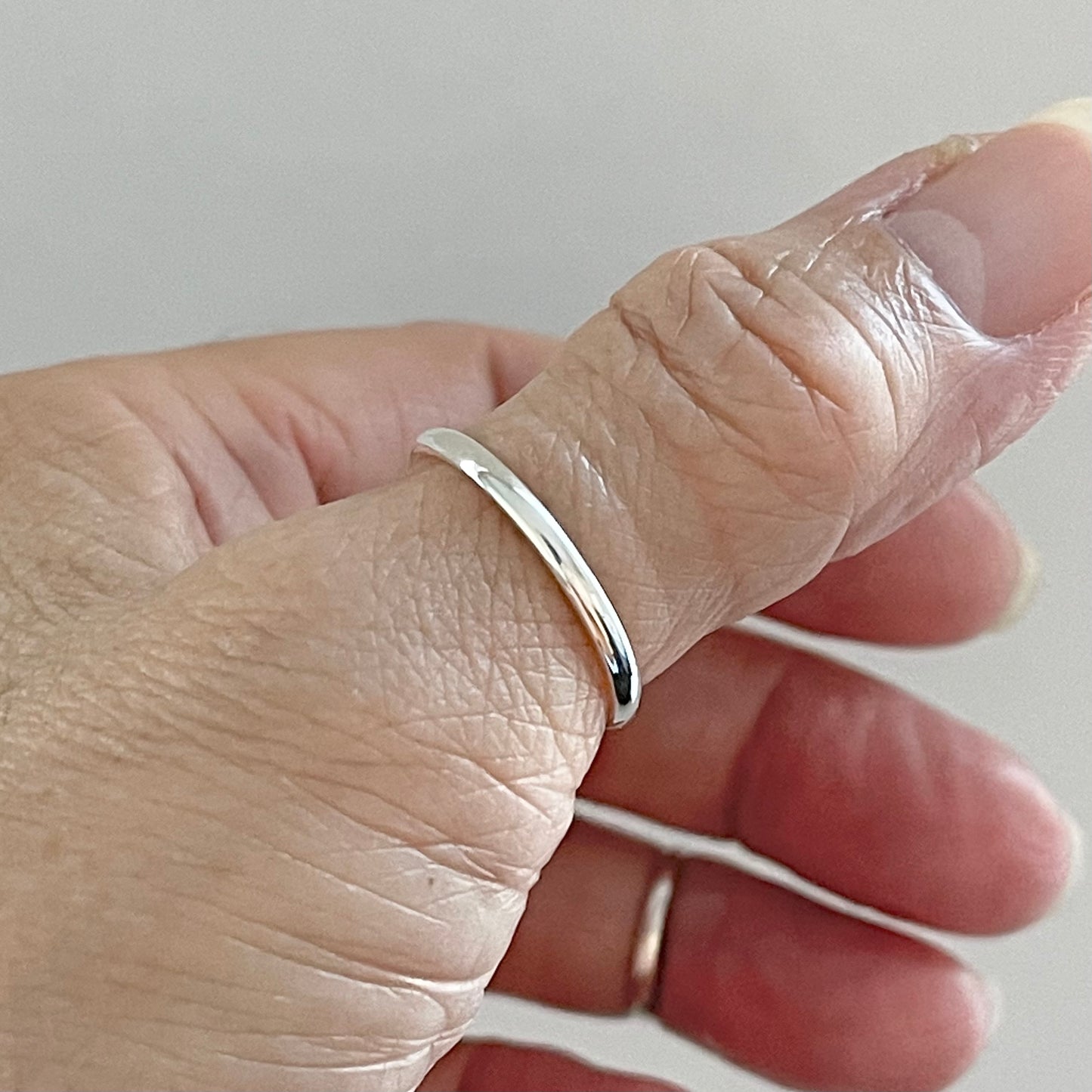 Sterling Silver High Polish Plain 2mm Unisex Band Ring, Wedding Silver Rings, Stackable Bands