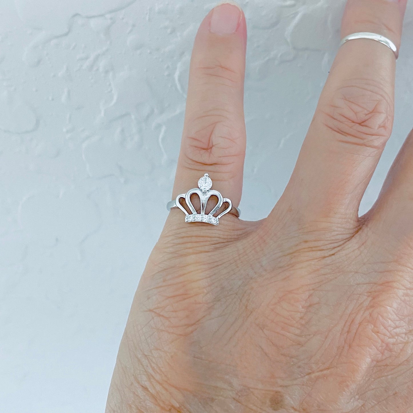 925 Sterling Silver CZ Crown Toe Ring | Queen Princess Midi Pinky Silver Rings