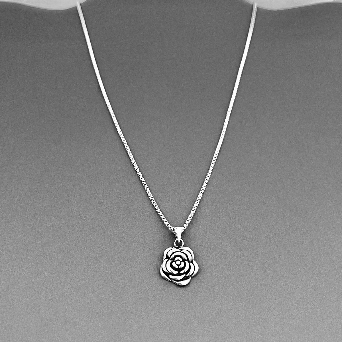 925 Sterling Silver Blooming Rose Bud Necklace | Love Roses Flower Pendant Silver Chain