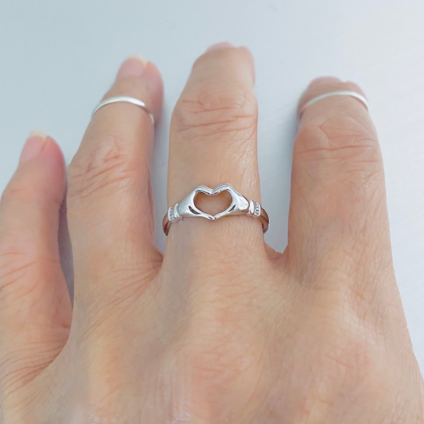925 Sterling Silver Love Heart Hand Ring | Irish Claddagh Friendship Loyalty Rings