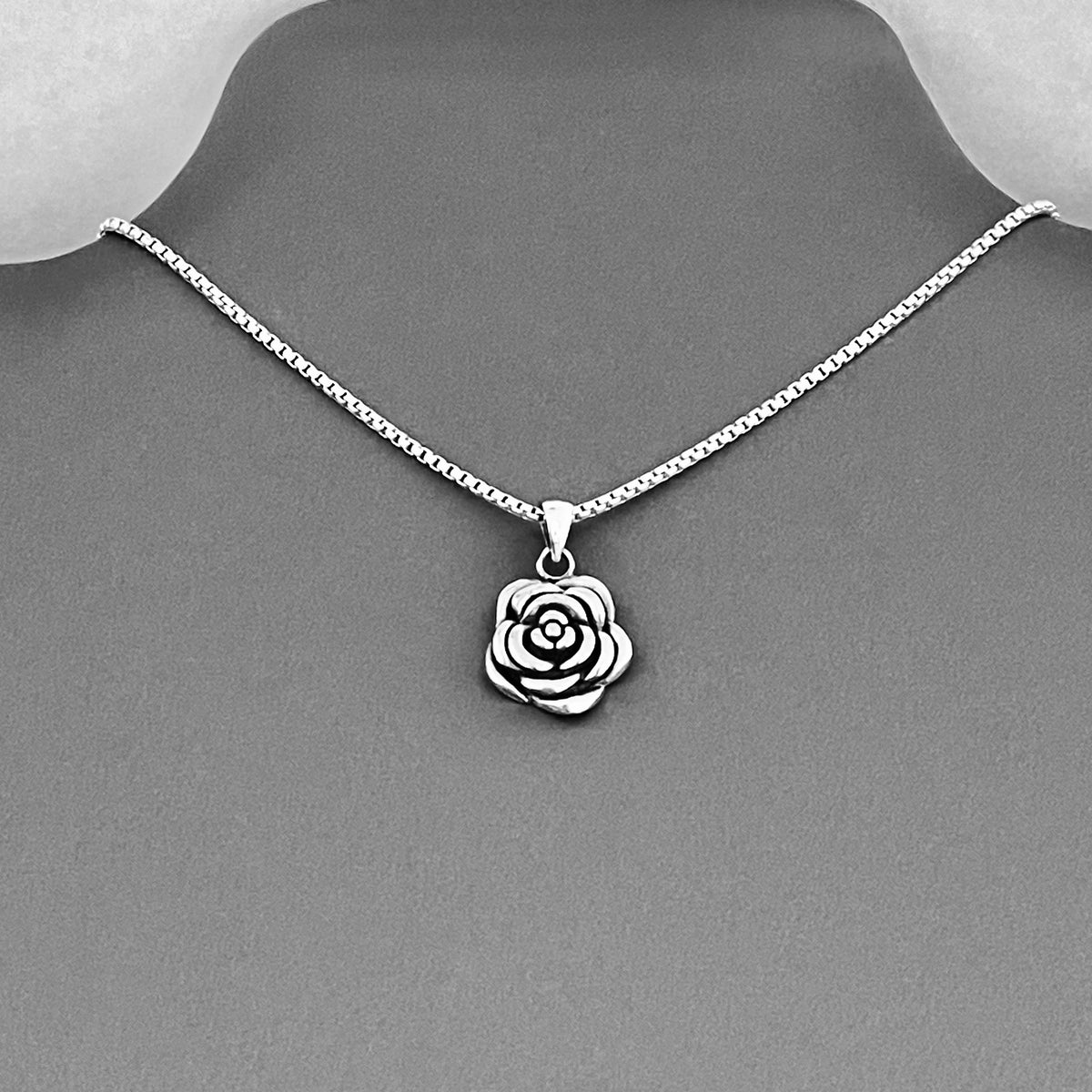 925 Sterling Silver Blooming Rose Bud Necklace | Love Roses Flower Pendant Silver Chain