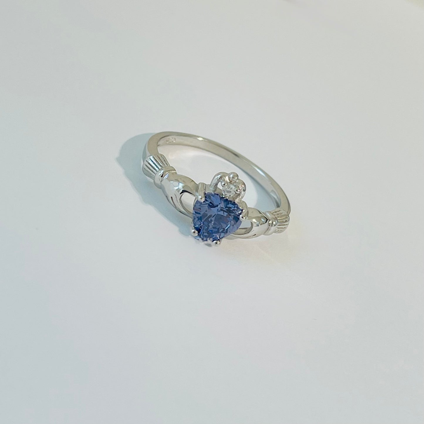 925 Sterling Silver Tanzanite CZ Heart Claddagh Ring | December Birthstone Irish Friendship Loyalty Ring