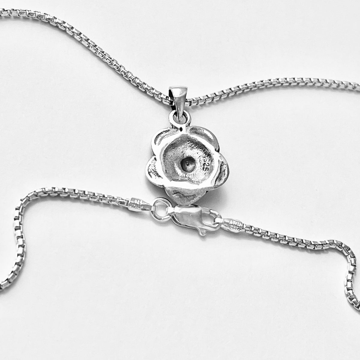 925 Sterling Silver Blooming Rose Bud Necklace | Love Roses Flower Pendant Silver Chain