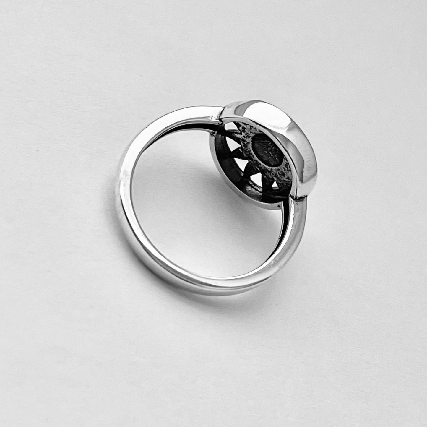 Sterling Silver Sun and Crescent Moon Ring, Celestial Silver Ring