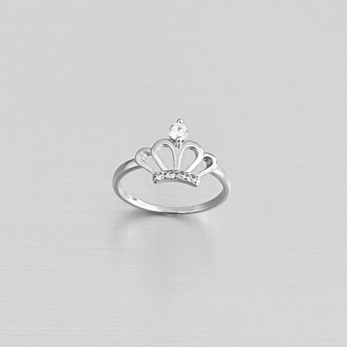 Sterling Silver CZ Crown Ring, Princess Silver Rings, Victory Ring