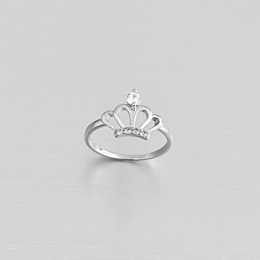 Sterling Silver CZ Crown Ring, Princess Silver Rings, Queen Jewelry