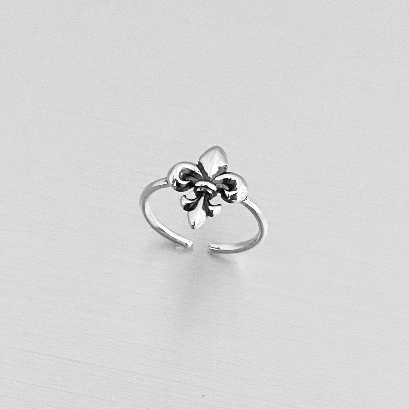 Sterling Silver Fleur De Lis Toe Ring, Saints Silver Rings, France Ring