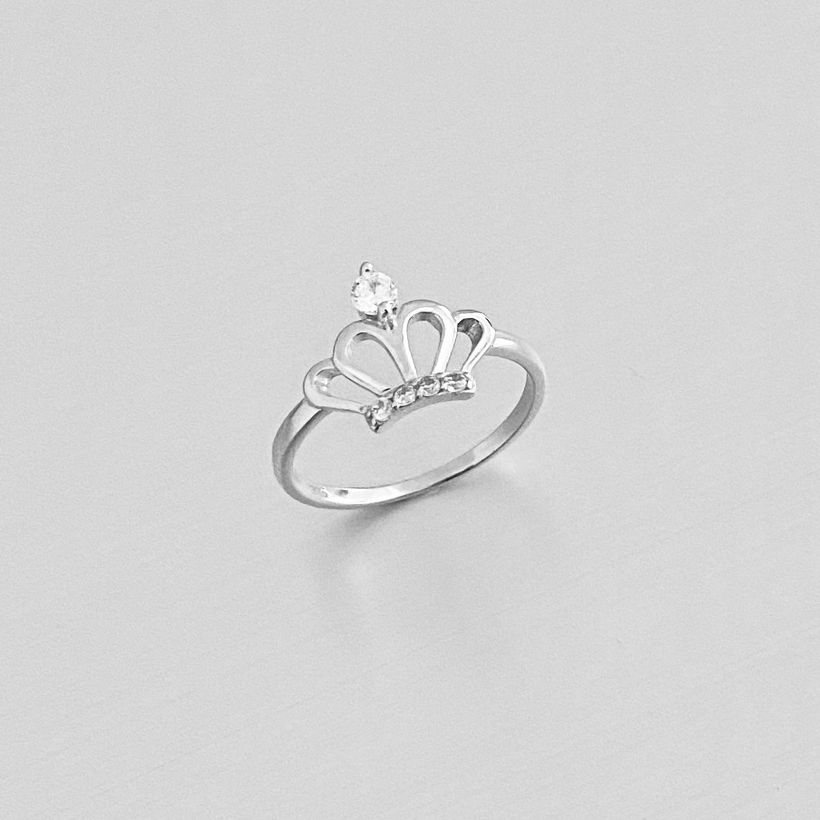 Sterling Silver CZ Crown Ring, Princess Silver Rings, Victory Ring