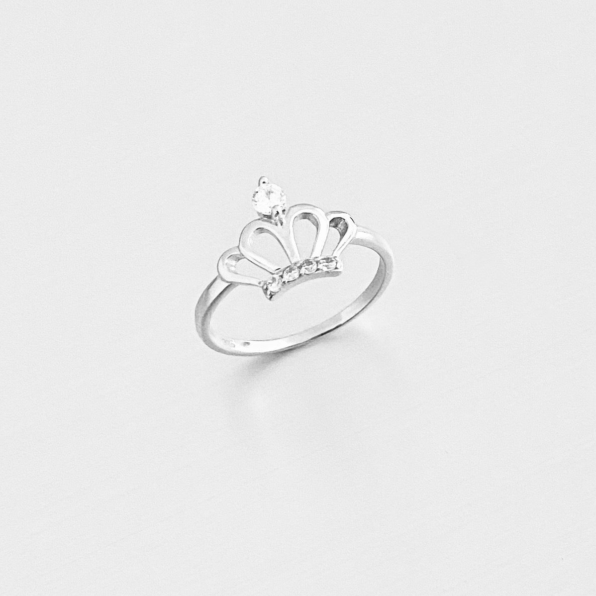 Sterling Silver Delicate Crown Ring with CZ, Royal Queen Princess Silver Rings