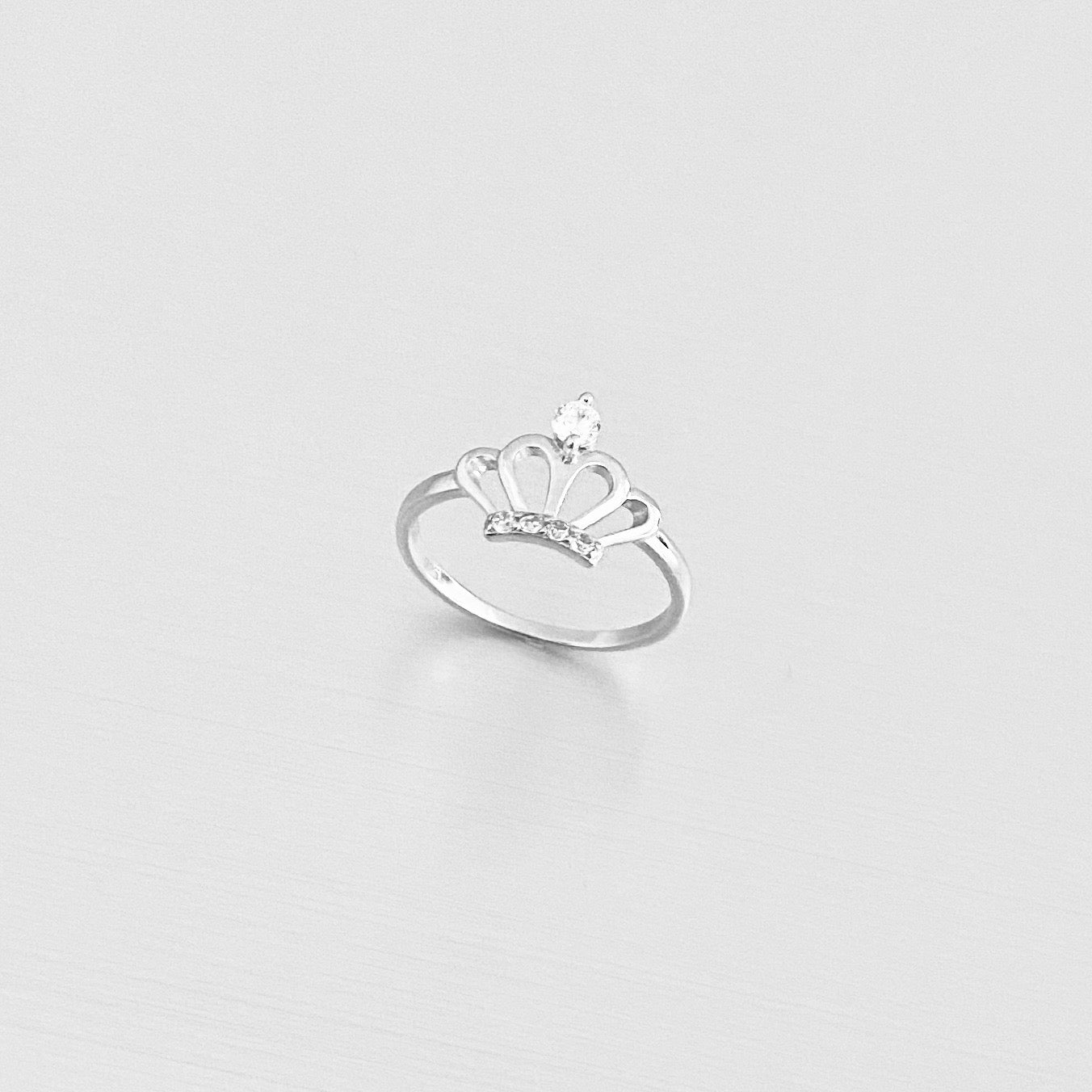 Sterling Silver Delicate Crown Ring with CZ, Royal Queen Princess Silver Rings