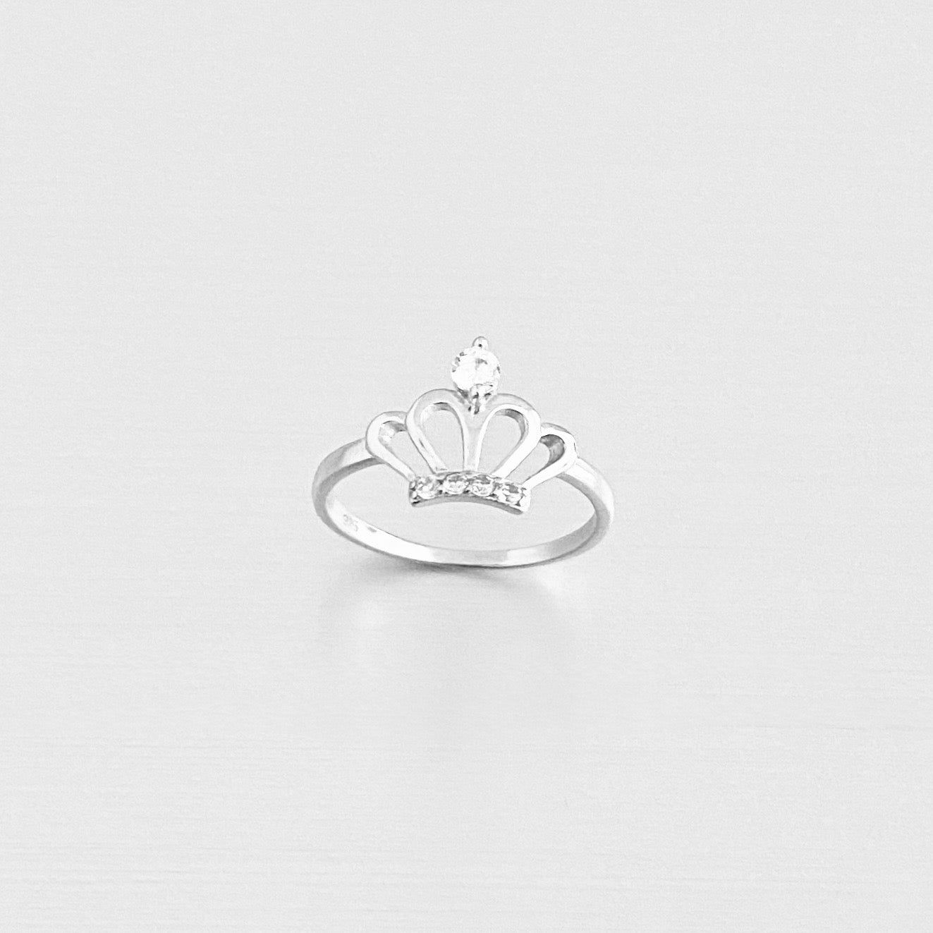 Sterling Silver Delicate Crown Ring with CZ, Royal Queen Princess Silver Rings