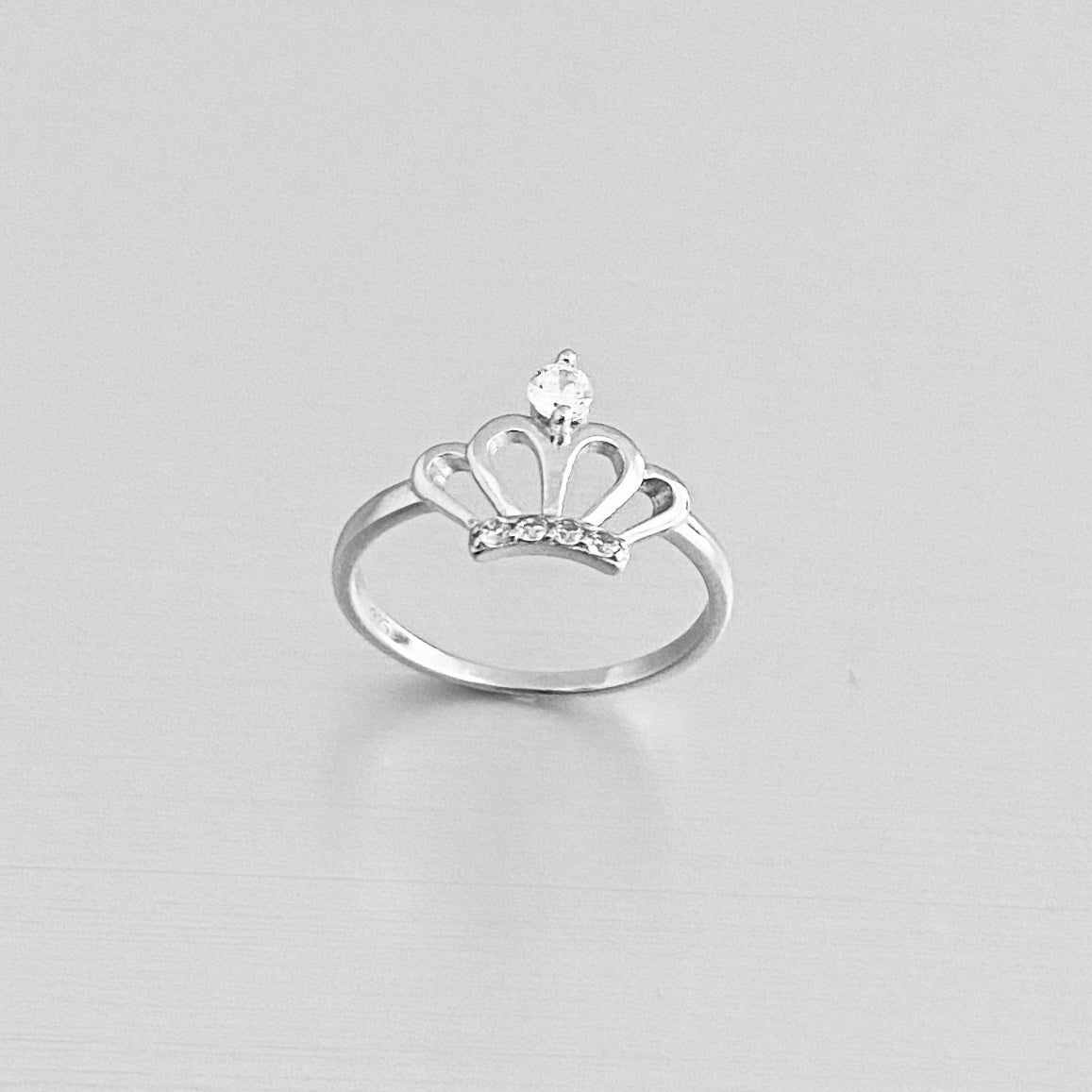 Sterling Silver CZ Crown Ring, Princess Silver Rings, Victory Ring