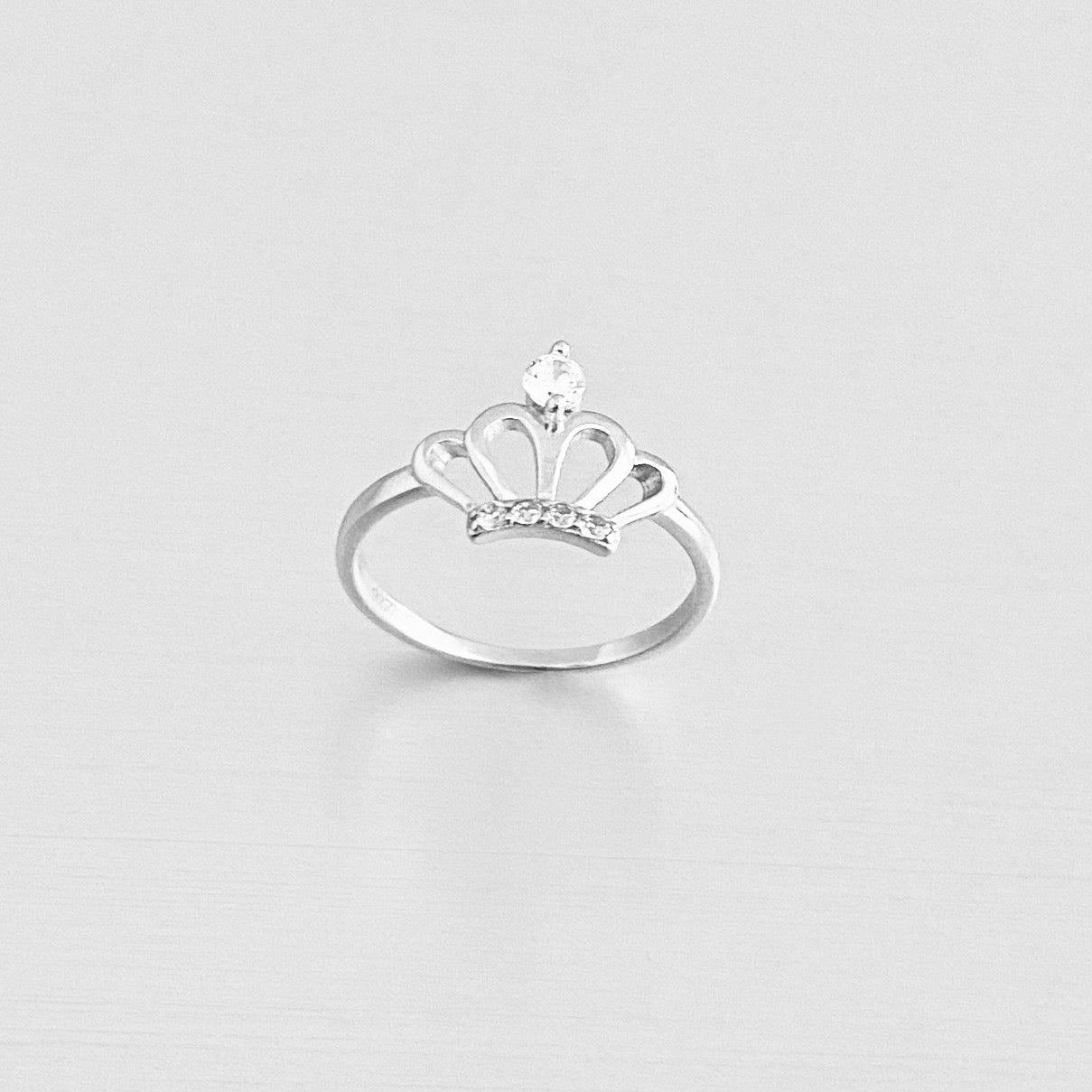 Sterling Silver Delicate Crown Ring with CZ, Royal Queen Princess Silver Rings