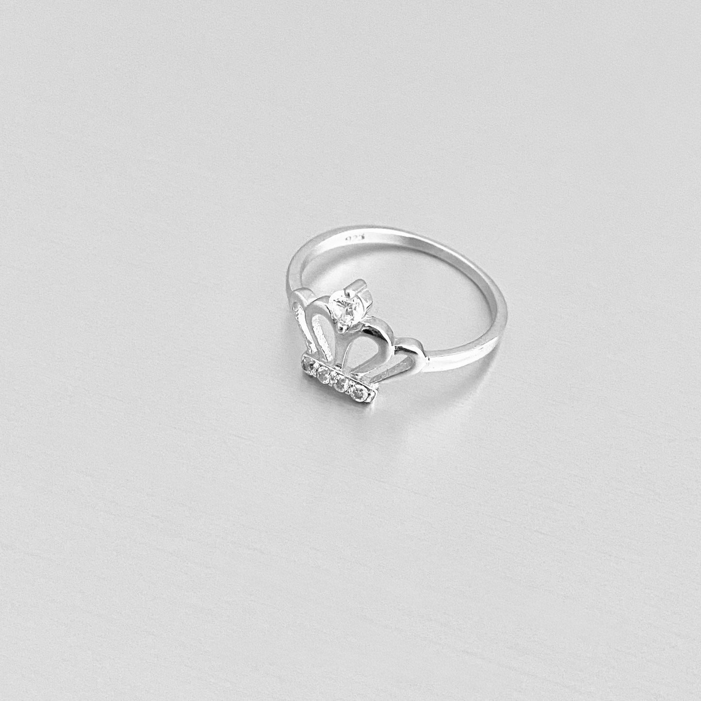 Sterling Silver Delicate Crown Ring with CZ, Royal Queen Princess Silver Rings