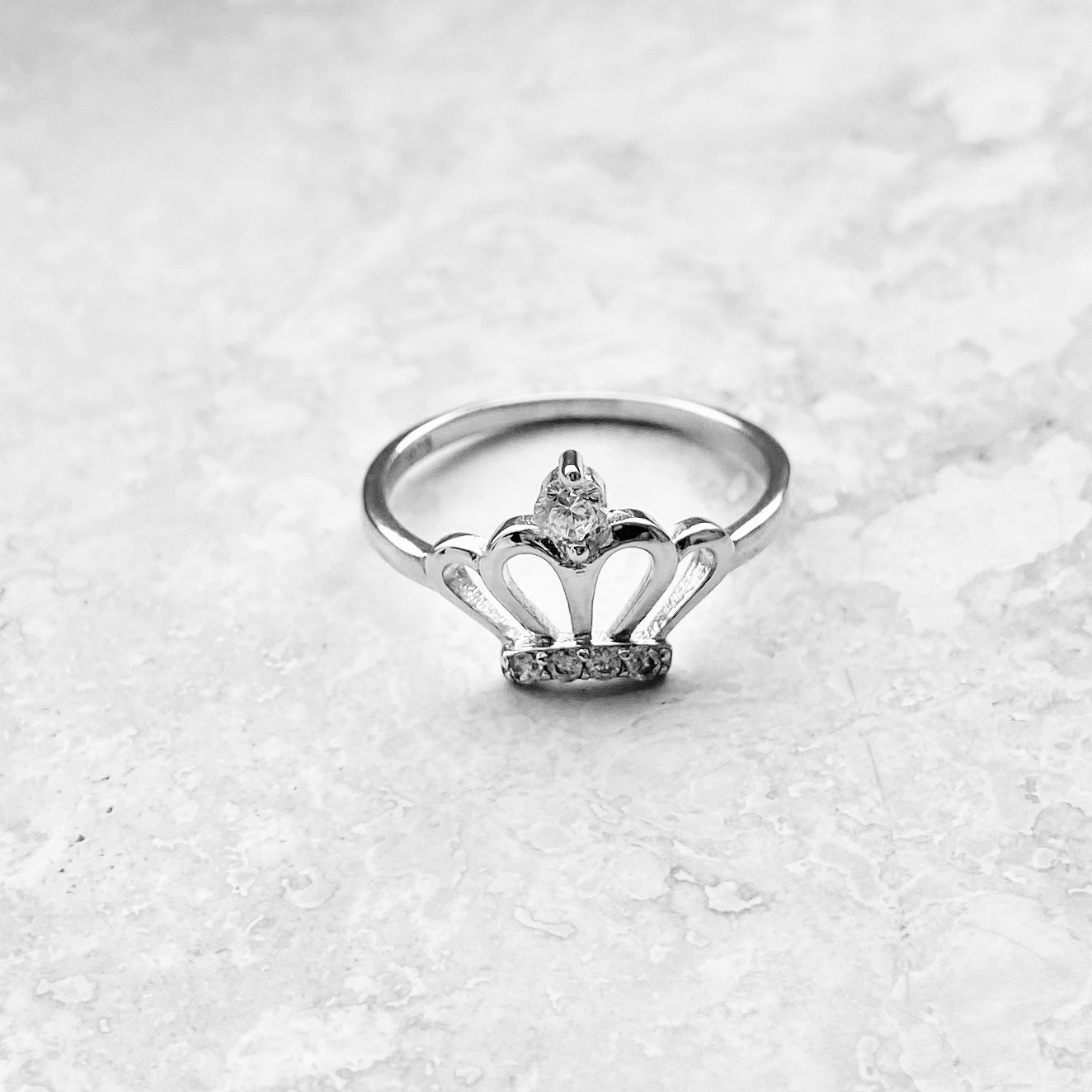 Sterling Silver CZ Crown Ring, Princess Silver Rings, Victory Ring