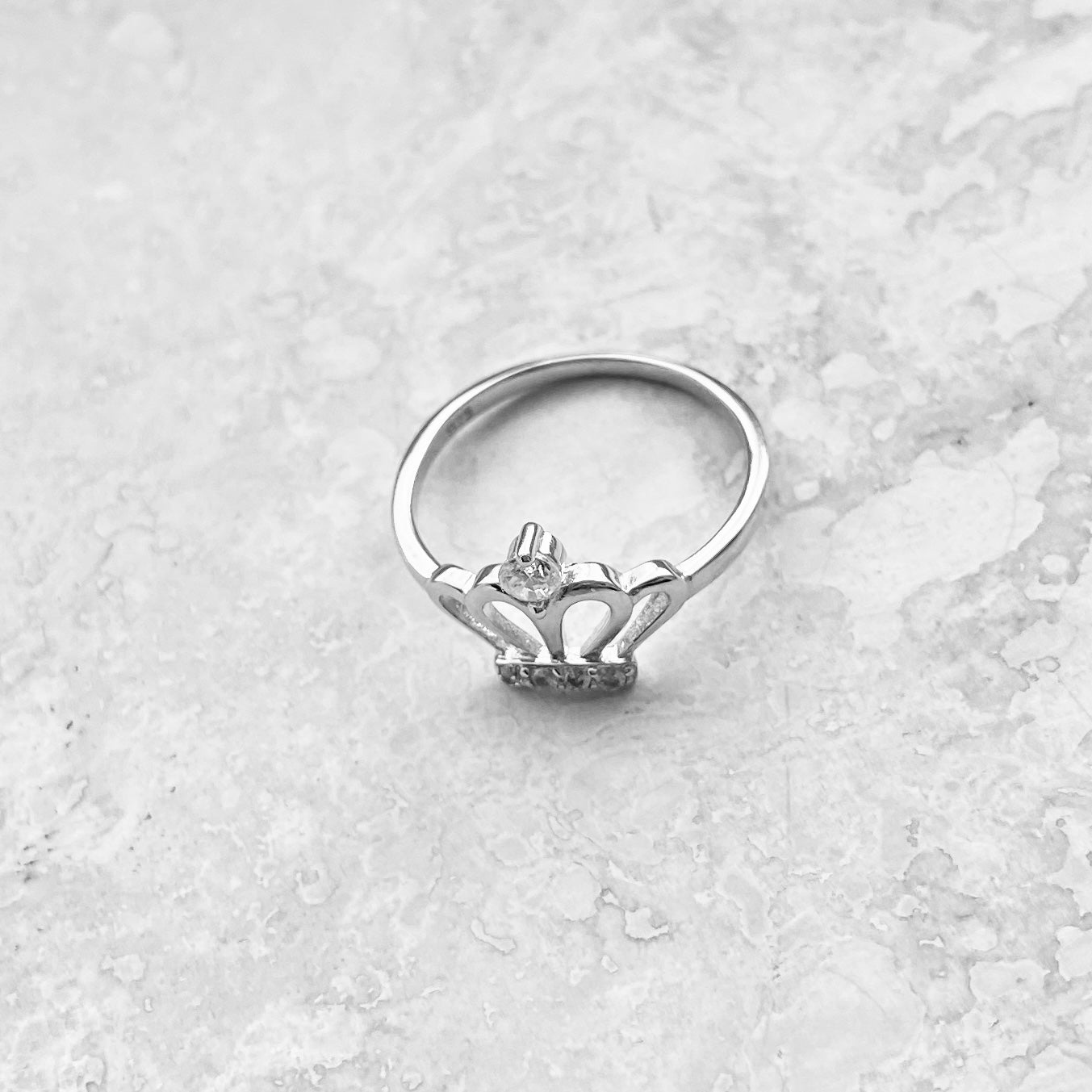 Sterling Silver CZ Crown Ring, Princess Silver Rings, Victory Ring