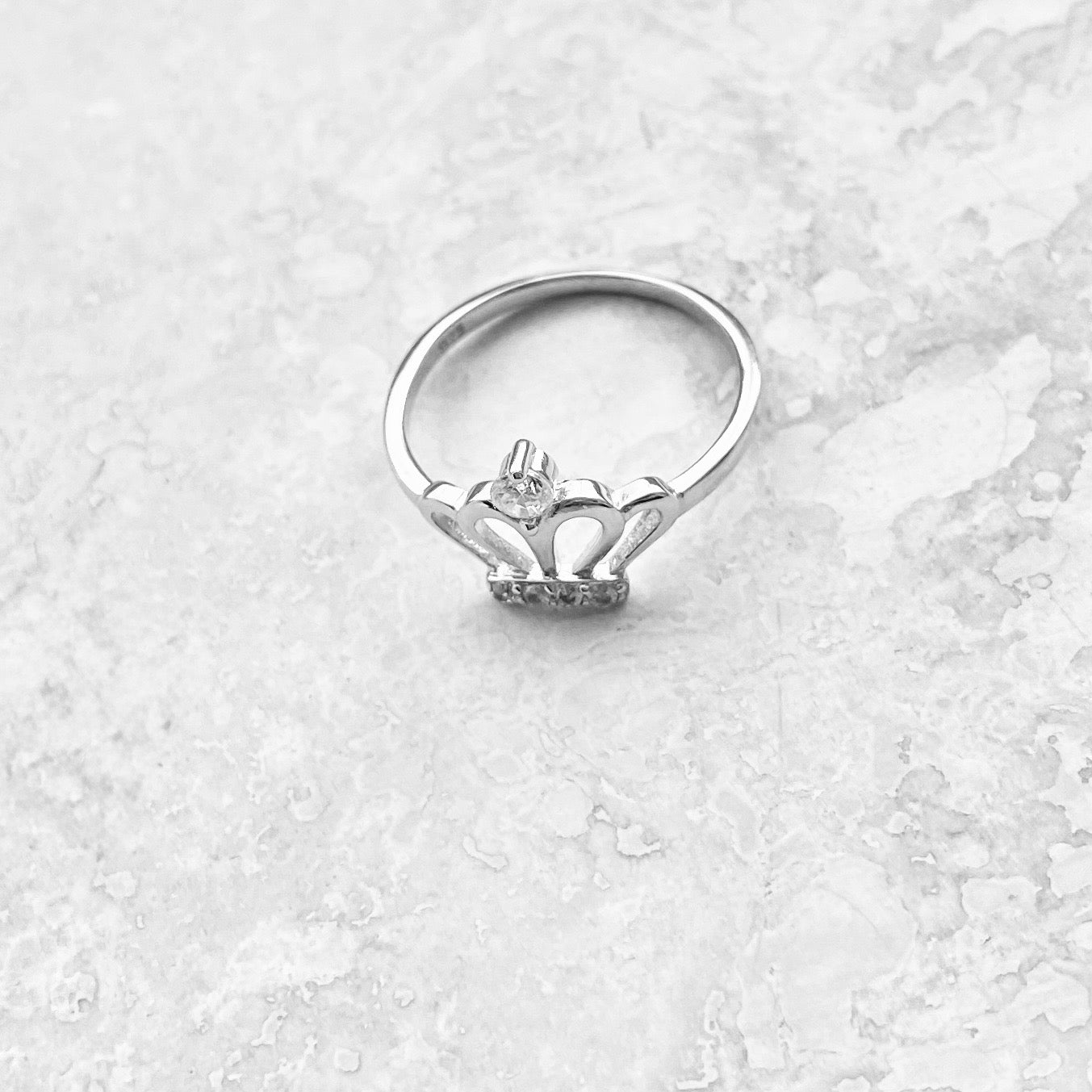 Sterling Silver Delicate Crown Ring with CZ, Royal Queen Princess Silver Rings