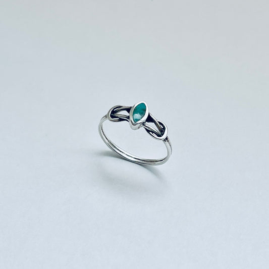 Sterling Silver Genuine Turquoise Ring with Infinity Knots – Dainty Boho Stone Silver Rings