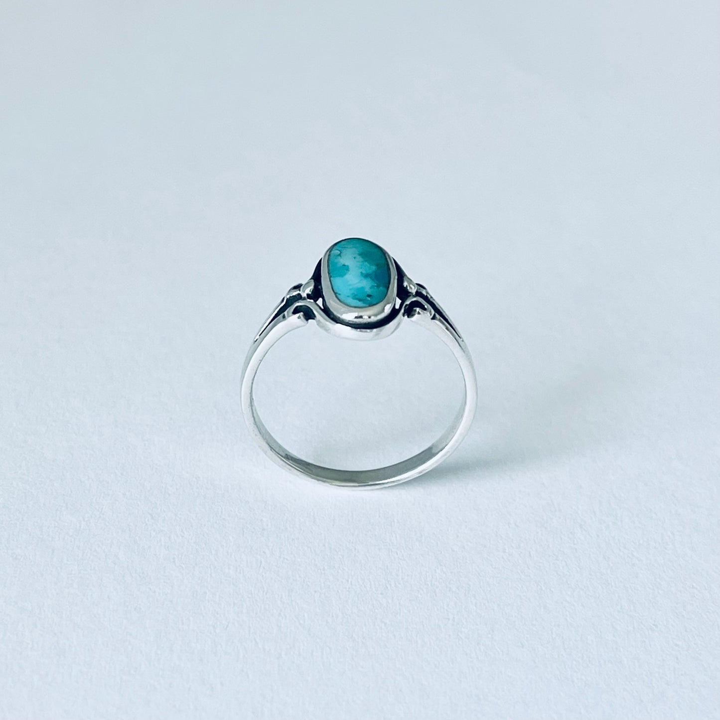 Sterling Silver Oval Synthetic Turquoise Ring, Stone Silver Rings