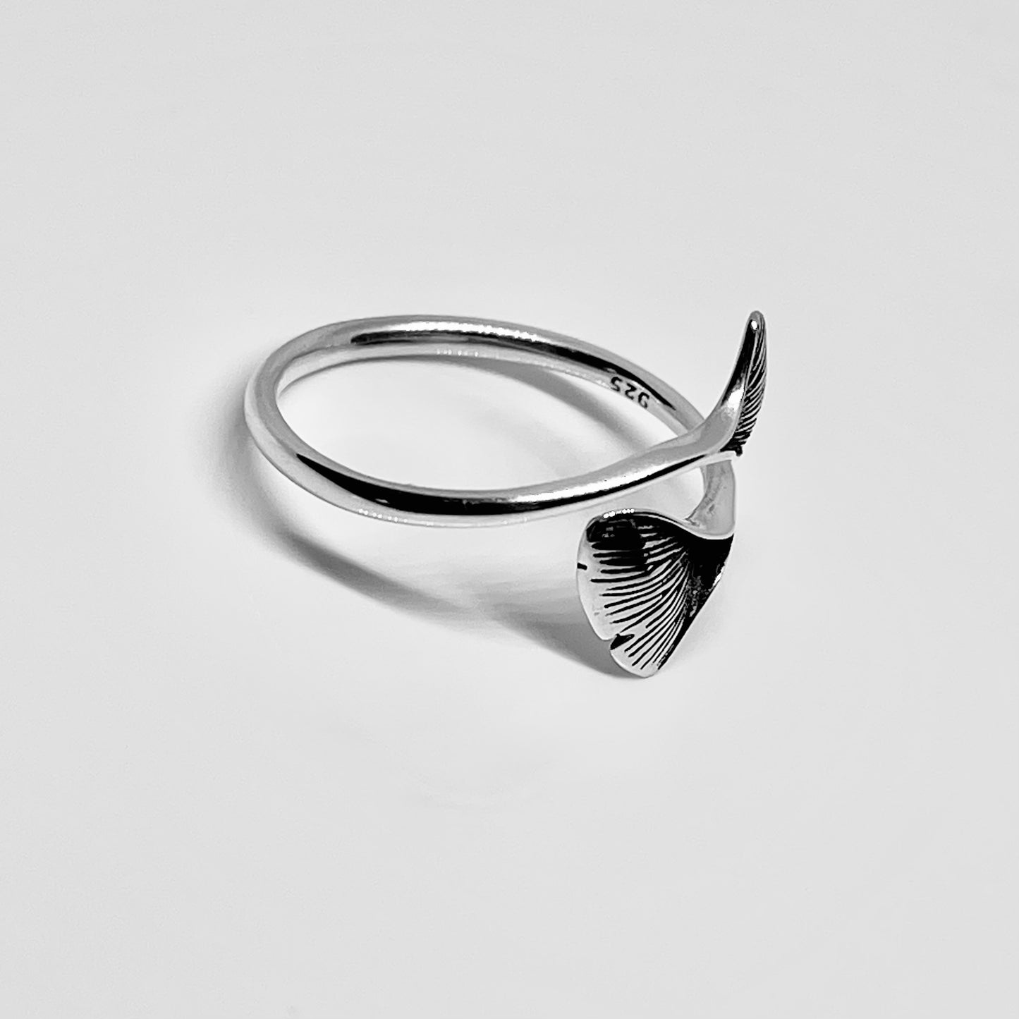 Sterling Silver Delicate Wraparound Ginkgo Leaf Ring | Fan Shaped Leaves Silver Rings