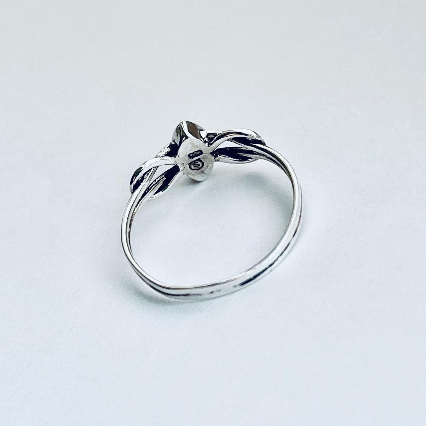 Sterling Silver Small Diamond Shape Turquoise Ring with Infinity Knots, Dainty Jewelry