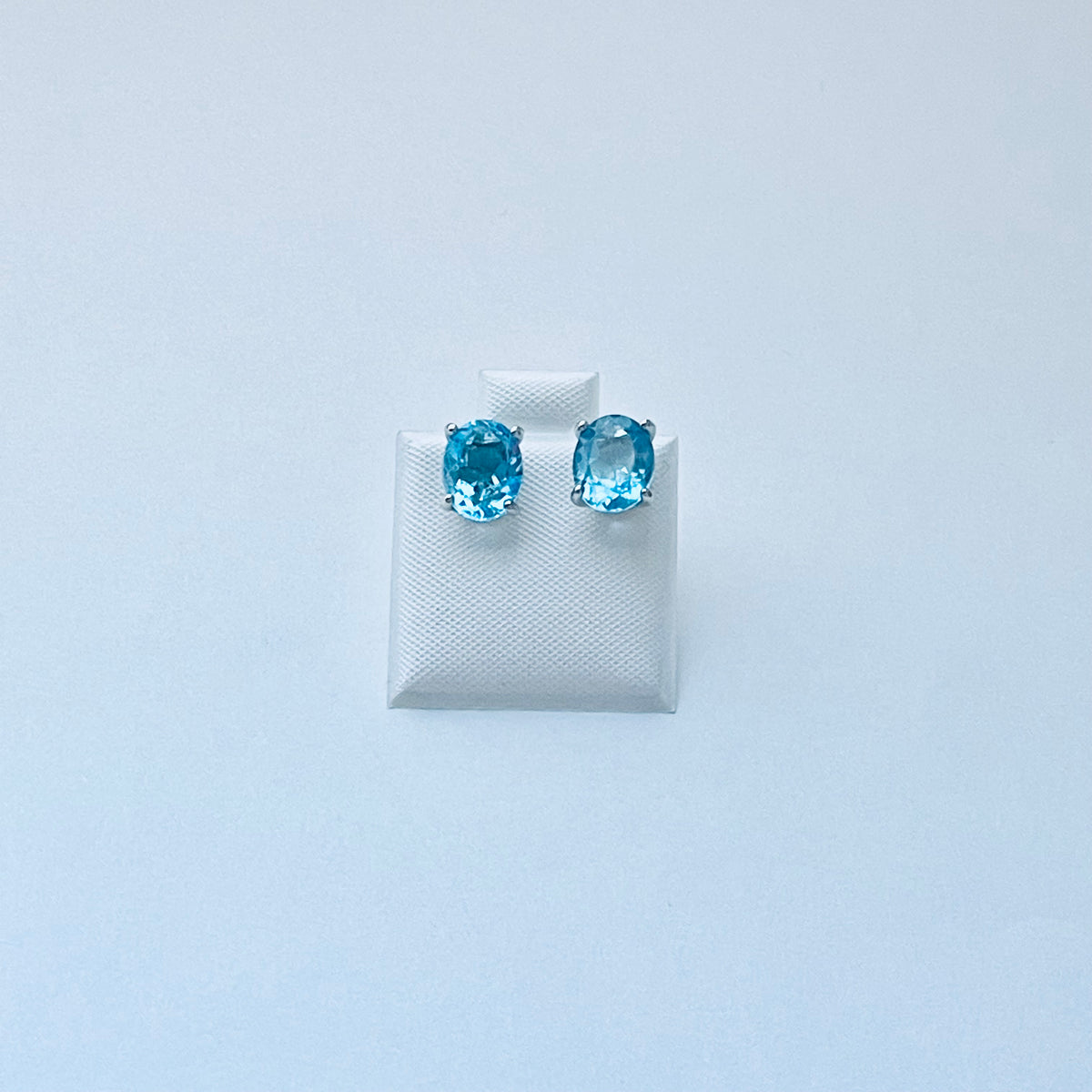 925 Sterling Silver Genuine Blue Topaz Stud Earrings | December Birthstone Silver Earring