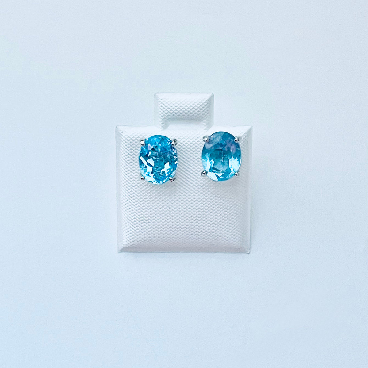 925 Sterling Silver Genuine Blue Topaz Stud Earrings | December Birthstone Silver Earring